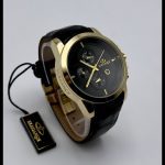 ساعت الگانس اورجينال بند چرمى (مشكي_طلايي)