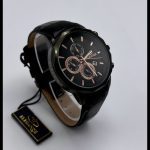 ساعت الگانس اورجينال بند چرمى (مشكي_رزگلد)