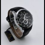 ساعت الگانس اورجينال بند چرمى (مشكي_نقره اى)